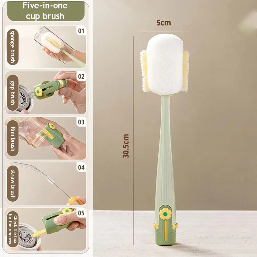 Brosse de Nettoyage Multifonction 5-en-1 pour Biberons ,Verres ,Thermos , et Tasses
