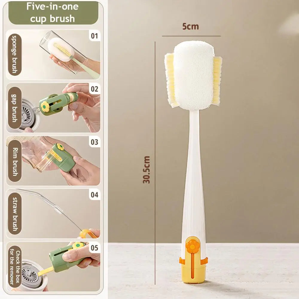 Brosse de Nettoyage Multifonction 5-en-1 pour Biberons ,Verres ,Thermos , et Tasses